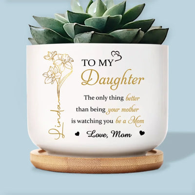 From My Heart To Yours - Family Personalized Custom Home Decor Ceramic Plant Pot - Mother's Day, House Warming Gift For Mom, Daughter