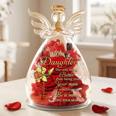 Custom Angel Dome With Preserved Flowers - Personalized Mother's Day Birthday Gifts For Mom, Daughter - Forever Thankful For Mom